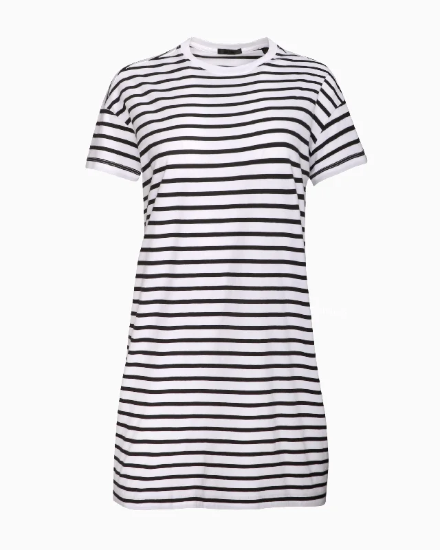 ATM Jersey Stripe T-Shirt Dress in Black/White Elegant Shirt Gown