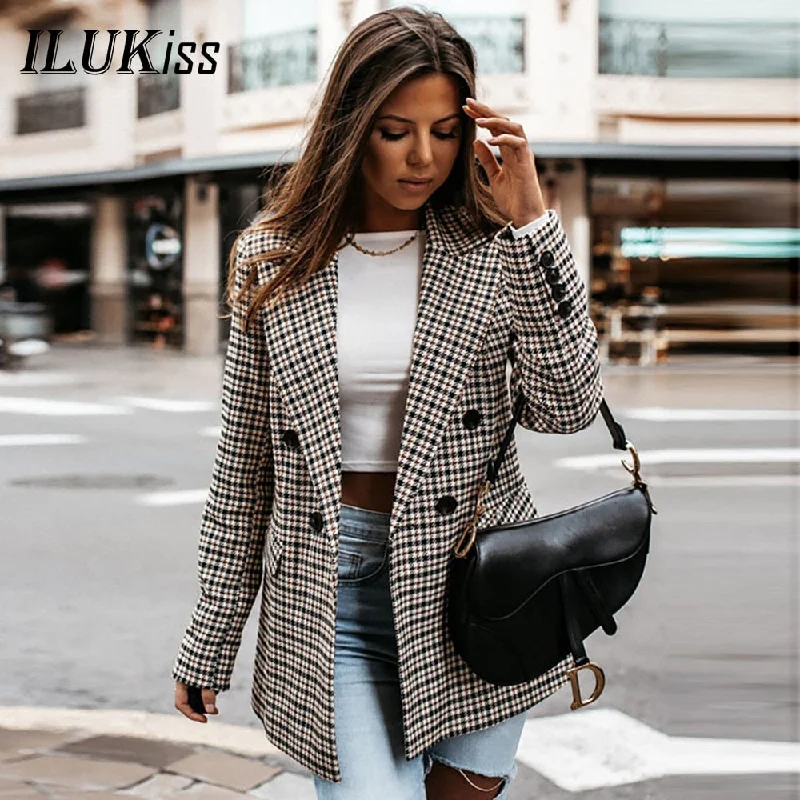 Autumn Blazers For Women Elegant Long Sleeve Plaid Coat Female Jacket 2022 Casual Loose Fall Winter Women's Jackets