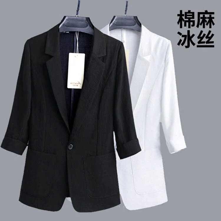 Blazer Women ICE Cotton Suit Female Spring/Summer Casual Suit Jacket Female Veste Femme