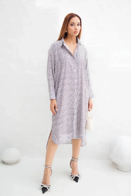 Break The Code Oversized Shirt Dress Modern Button Shirt