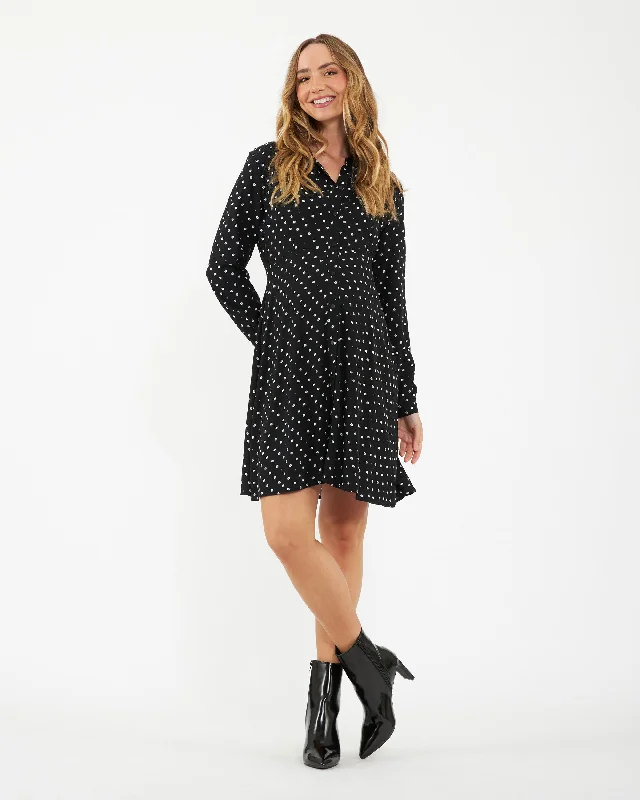 Fifi Shirt Dress  Black Soft Shirt Dress