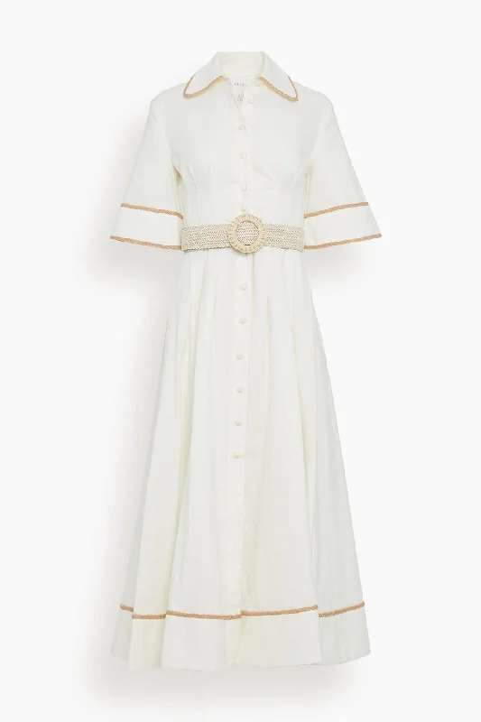 Lucia Shirt Dress in Off White Button-up Shirt Dress