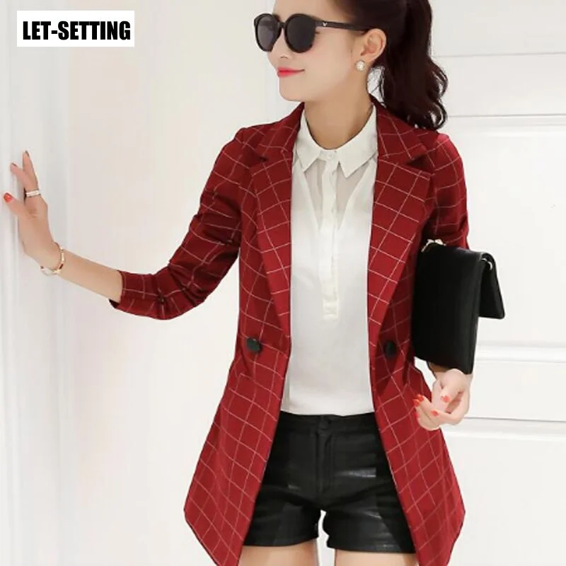 Slim female suit jacket women casual suit Slim plaid leisure suit jacket suit LET-SETTING