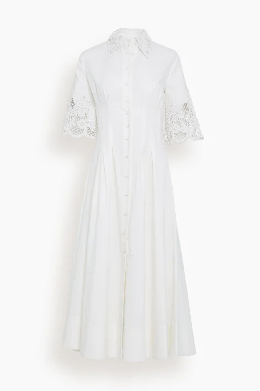 Zhoe Lace Shirt Dress in White Casual Shirt Dress